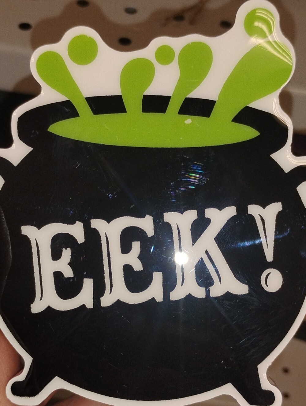 Green & Black 'EEK!' Decorative Cauldron Decor